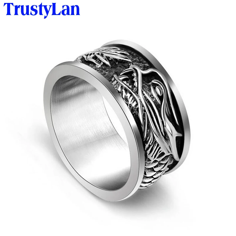 TrustyLan Fashion Brand Design 10MM Wide Dragon Ring Solid Stainless Steel Mens Ring Punk Cool Biker Male Jewelry Finger Rings
TrustyLan Fashion Brand Design 10MM Wide Dragon Ring Solid Stainless Steel Mens Ring Punk Cool Biker Male Jewelry Finger Rings