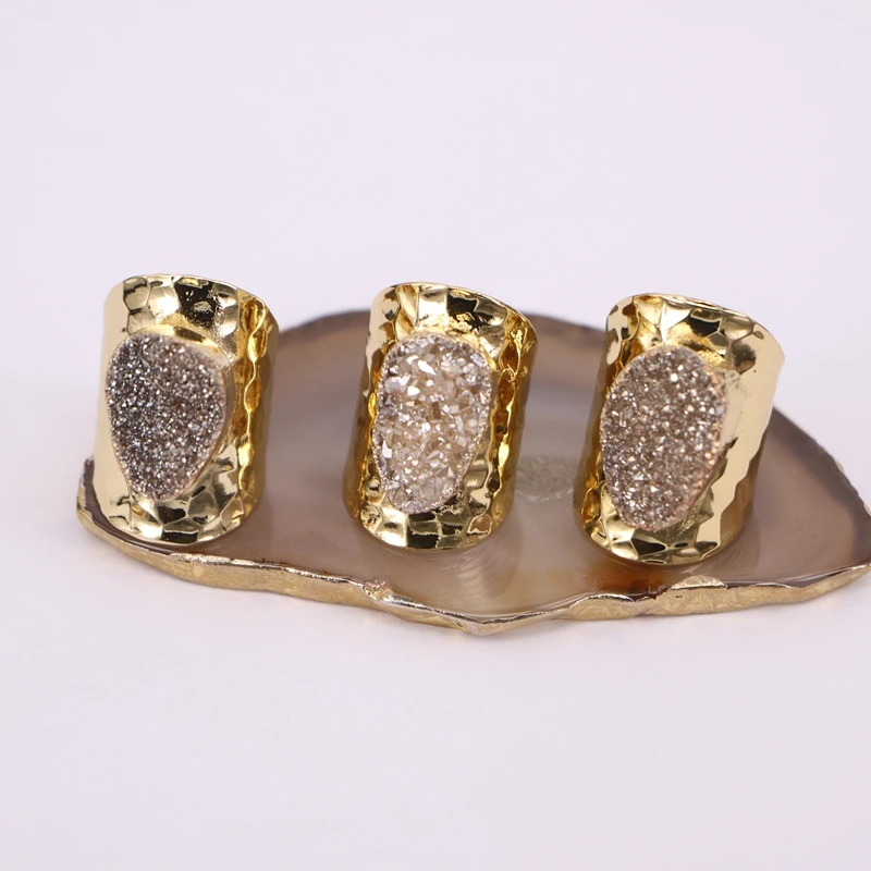 5pcs Natural Quartz Gem Stone Rings, Gold Color Wide Band Titanium Stone Ring Jewelry
5pcs Natural Quartz Gem Stone Rings, Gold Color Wide Band Titanium Stone Ring Jewelry
