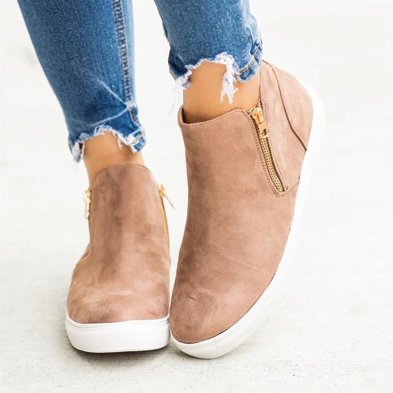 Laamei Fashion Women Vulcanized Shoes Comfort Leather Ankle Shoes Ladies Zipper Flats Casual Shoes Fashion Retro Sneakers
Laamei Fashion Women Vulcanized Shoes Comfort Leather Ankle Shoes Ladies Zipper Flats Casual Shoes Fashion Retro Sneakers