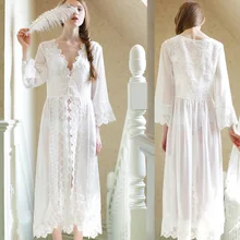 Женское ночное белье сексуальное Белое Кружевное длинное платье