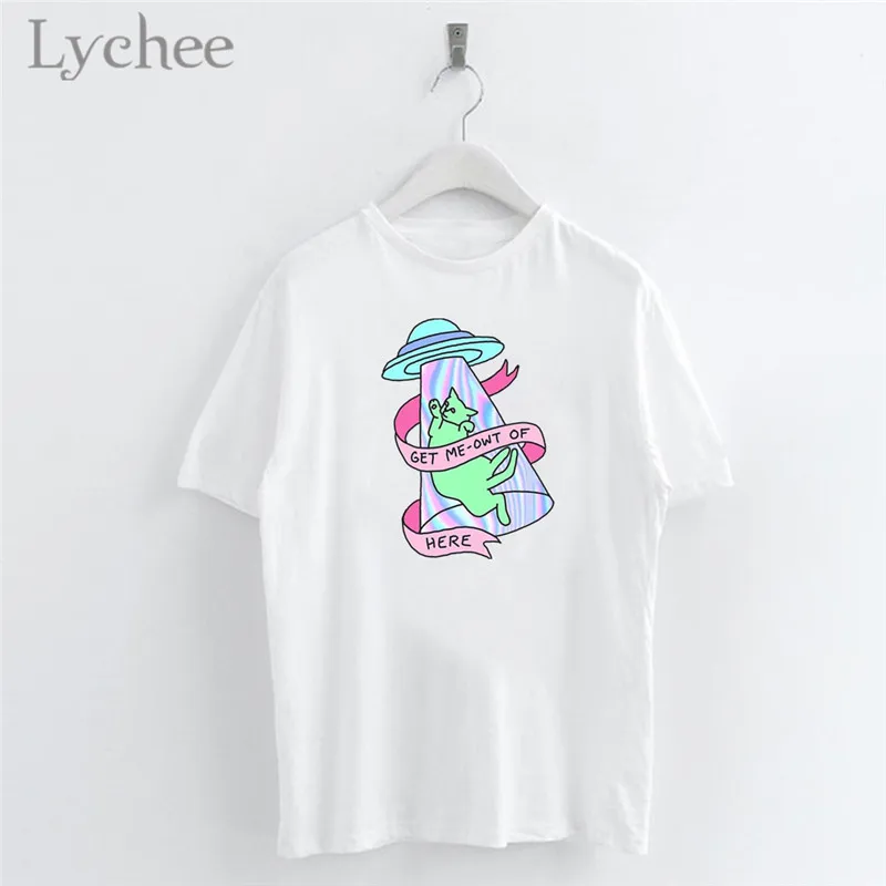 Lychee Harajuku Cat ET Print Women T Shirt Casual Short Sleeve O-Neck White T Shirt Tee Top Female
Lychee Harajuku Cat ET Print Women T Shirt Casual Short Sleeve O-Neck White T Shirt Tee Top Female