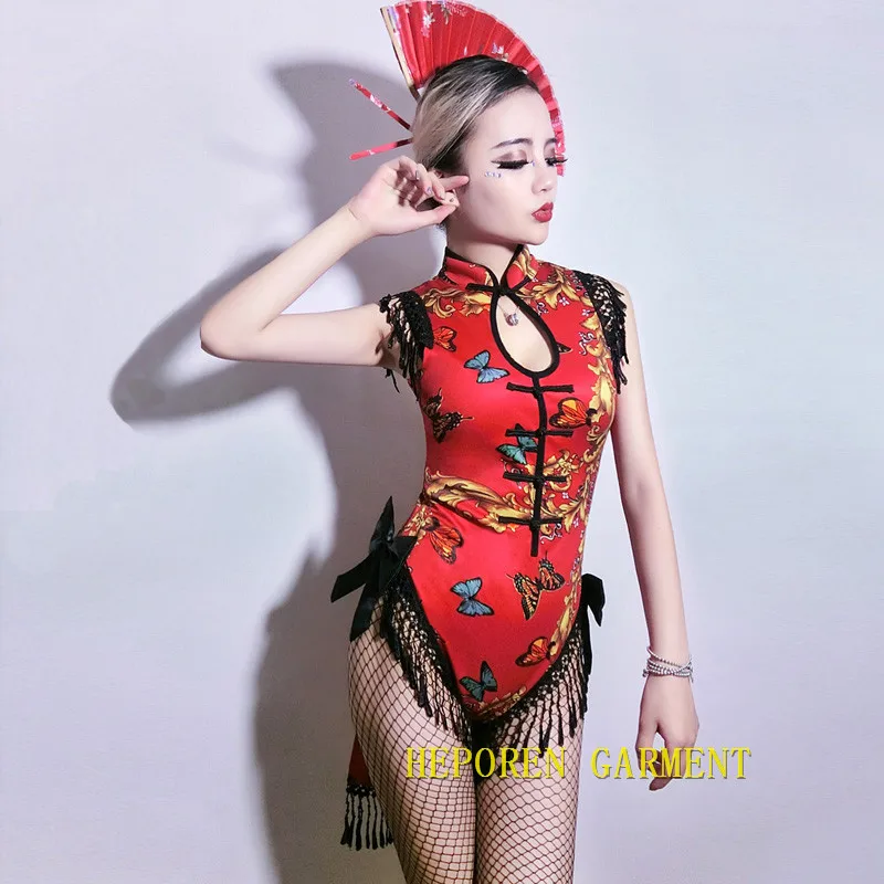 Женское боди Geisha соблазнительный клубный костюм с японским Рисунком бабочки и