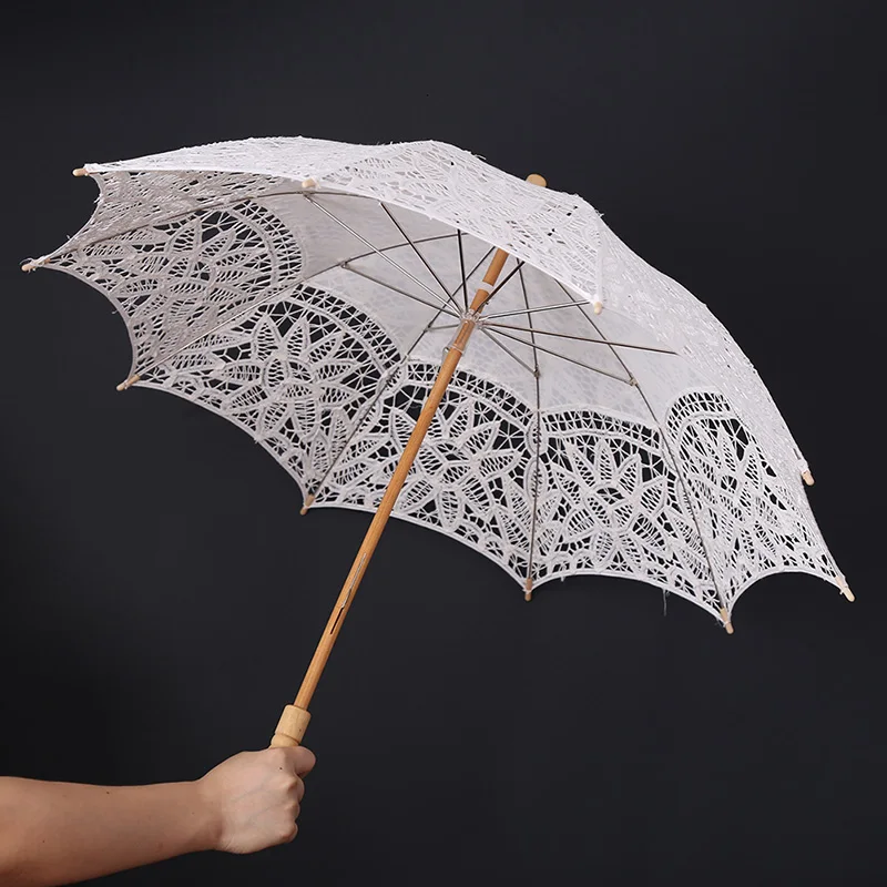 

New Lace Pure Cotton Embroidered Wedding Umbrella Parasol Handmade Umbrellas Bridesmaid Wedding Decoration OB