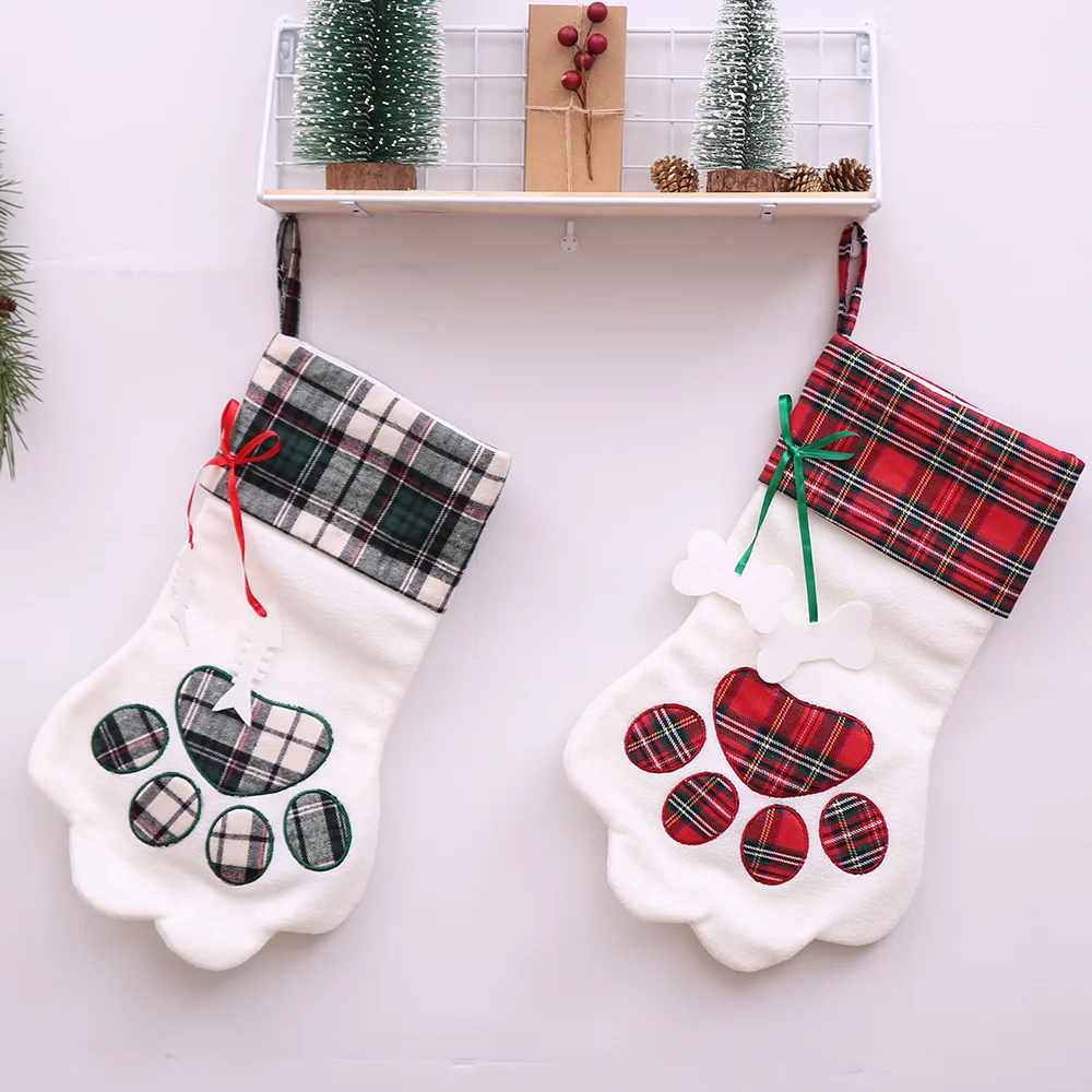 Festive Party Supplies Color Cloth Cat Claws Candy Gift Bags Christmas Stockings Ornaments 2pc/lot | Дом и сад