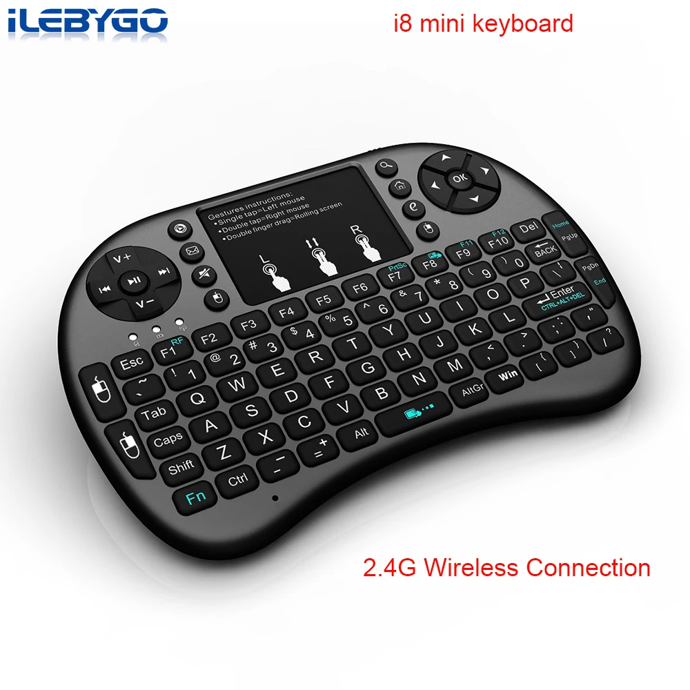 Ilebygo i8 English Russian Wireless Mini Keyboard 2.4GHz Fly Air Mouse Touchpad Handheld Backlit for Android TV BOX Mini PC
Ilebygo i8 English Russian Wireless Mini Keyboard 2.4GHz Fly Air Mouse Touchpad Handheld Backlit for Android TV BOX Mini PC