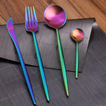 Western Colorful Rainbow Cutlery Set 4piece Service 1 304 Stainless Steel Knives Forks Tablespoons Dinnerware Sets Flat ware Set
Western Colorful Rainbow Cutlery Set 4piece Service 1 304 Stainless Steel Knives Forks Tablespoons Dinnerware Sets Flat ware Set