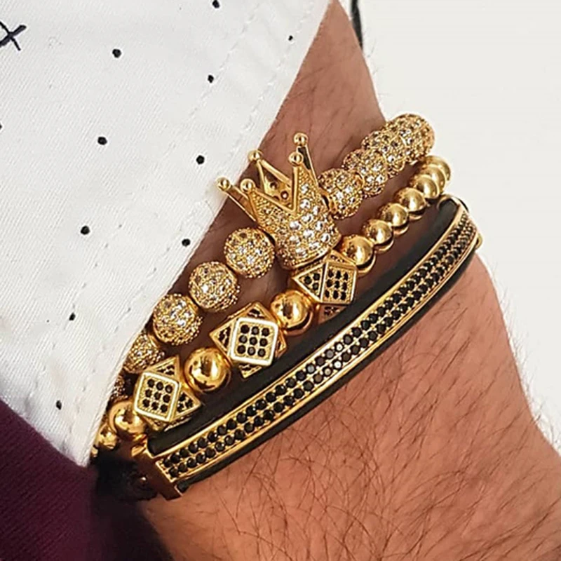 Mcllroy Luxury Rose Gold Crown Charm Bracelet For Women Men Beads Ball Cz Zircon Braided Bracelet Homme Pulseira Masculina 2019
Mcllroy Luxury Rose Gold Crown Charm Bracelet For Women Men Beads Ball Cz Zircon Braided Bracelet Homme Pulseira Masculina 2019