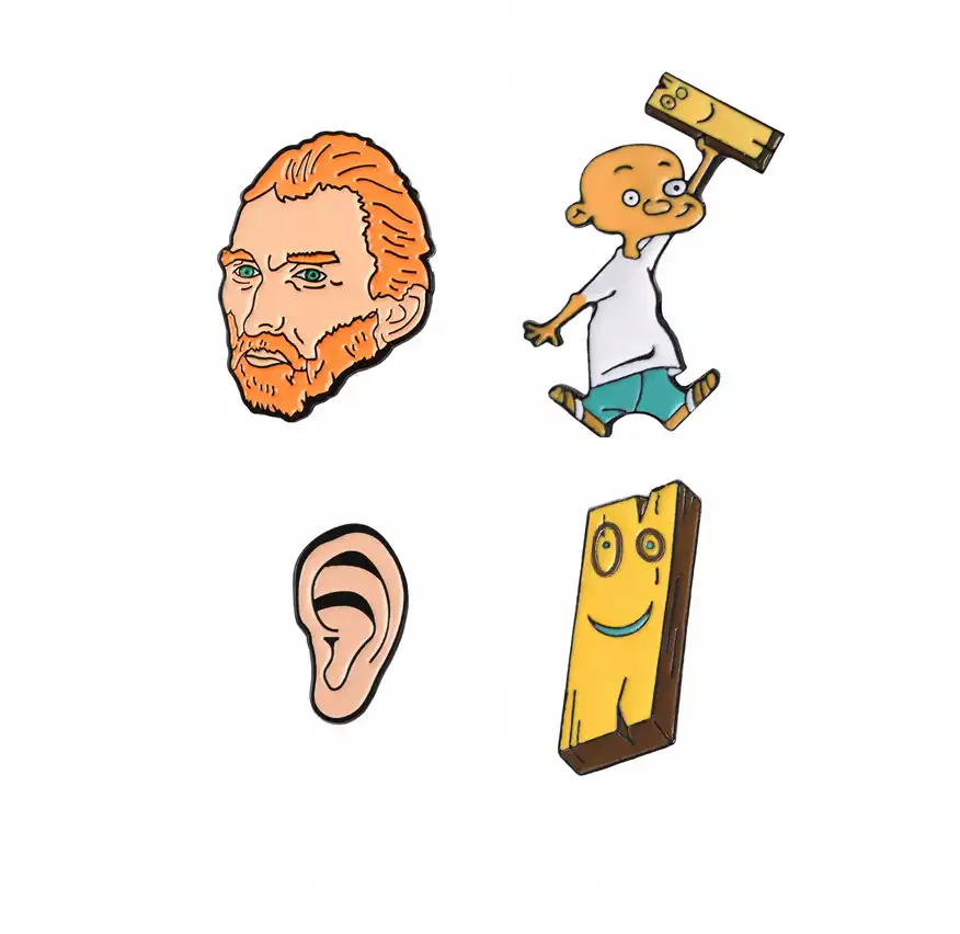 4 styles cartoon creative fashion enamel pins van gogh ear fun