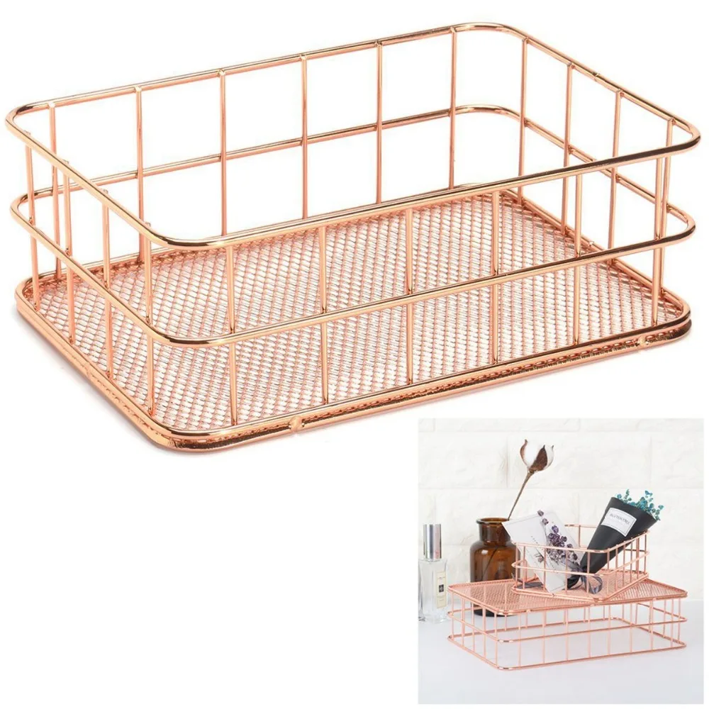 Storage Basket metal Wire Bathroom Shelves Makeup Organiser Rose Gold Brush Pen Holder Wire Mesh Bathroom Toiletries Storage B
Storage Basket metal Wire Bathroom Shelves Makeup Organiser Rose Gold Brush Pen Holder Wire Mesh Bathroom Toiletries Storage B