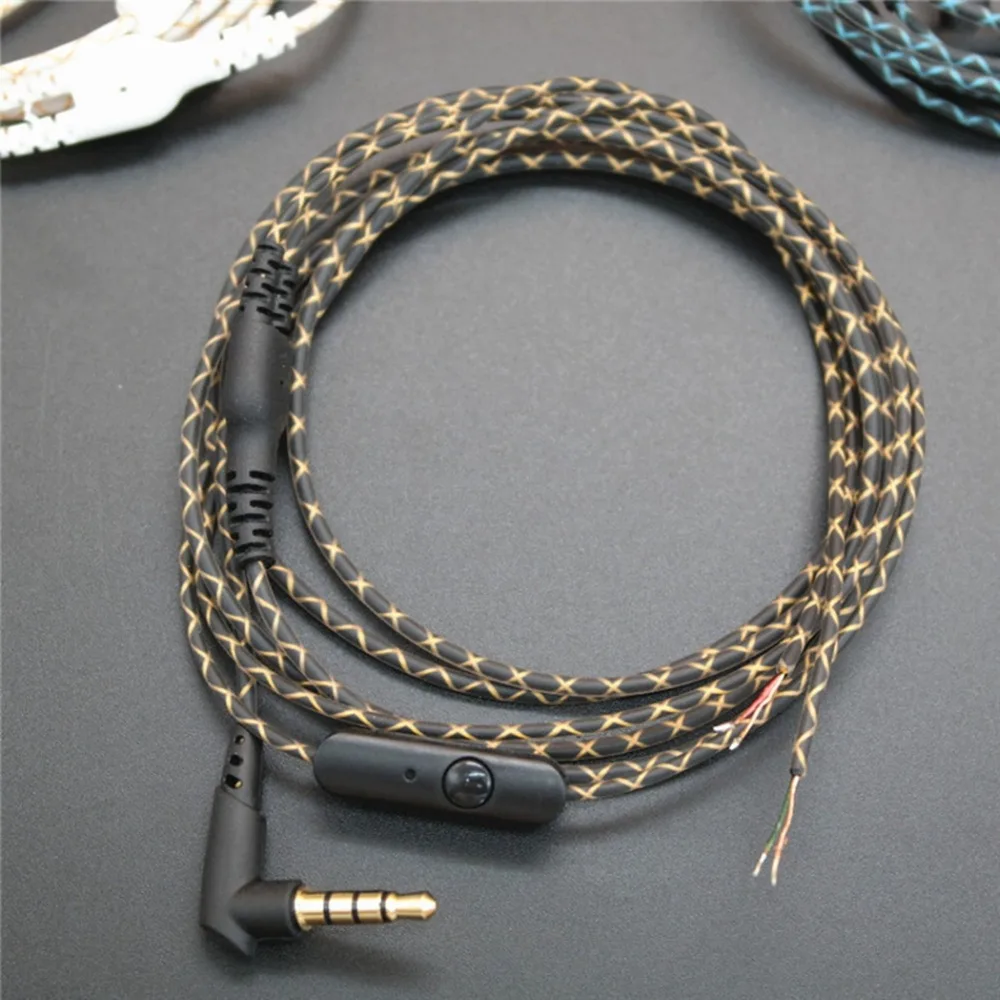 DIY Earphone Audio Cable Snakeskin wire Semi-finished serpentine cables with Mic for mobile phone(6)