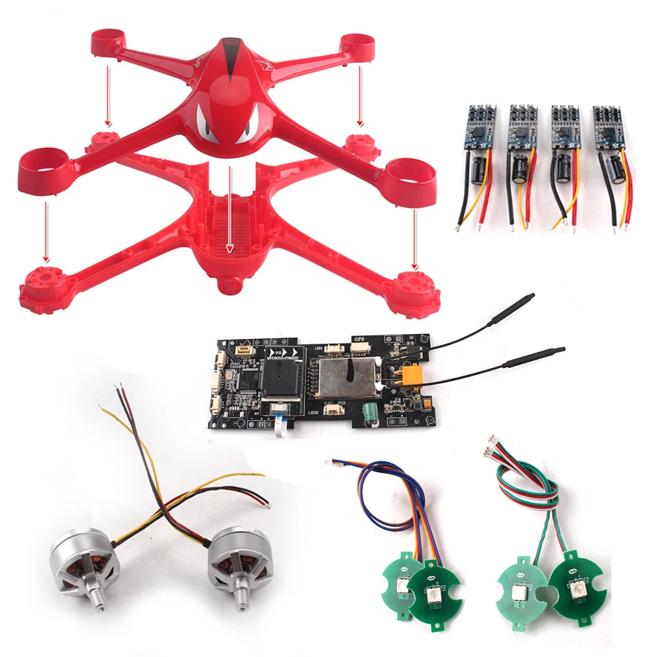 MJX B2W helicopter host red upper and lower shell + board + receiver board + LED light line + positive and negative motor
MJX B2W helicopter host red upper and lower shell + board + receiver board + LED light line + positive and negative motor