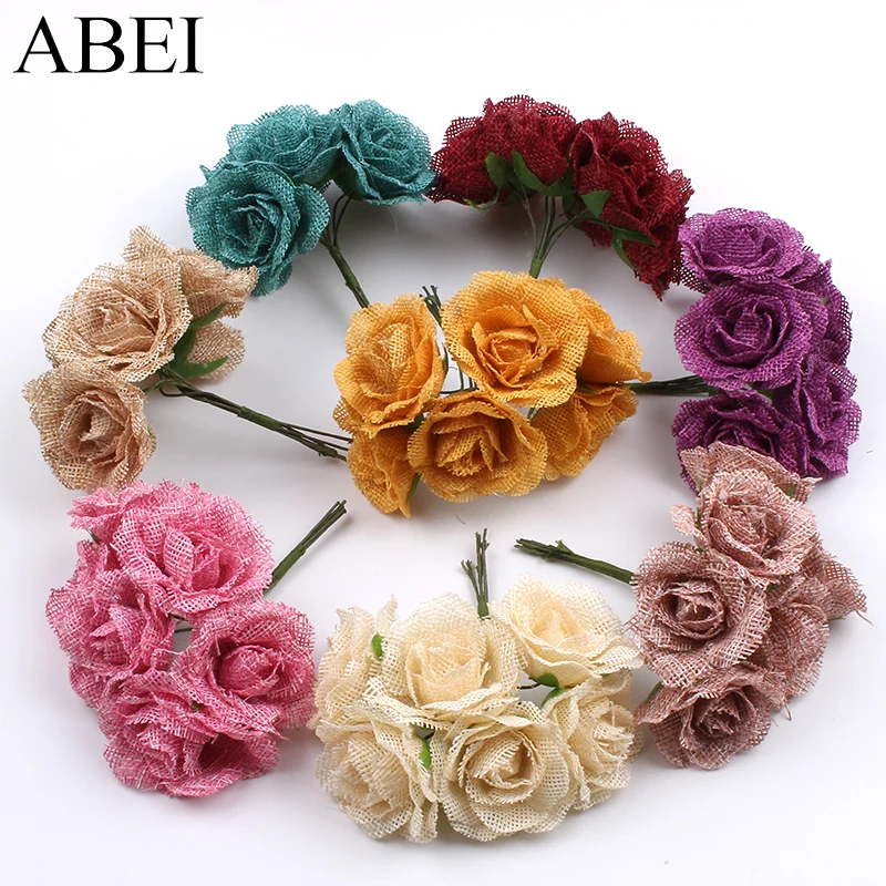 6pcs/lot Burlap Fower Artificial Rose Bouquet Jute flowers For Wedding Candy Box Eening Party Decoration DIY Scrapbooking Wreath
6pcs/lot Burlap Fower Artificial Rose Bouquet Jute flowers For Wedding Candy Box Eening Party Decoration DIY Scrapbooking Wreath