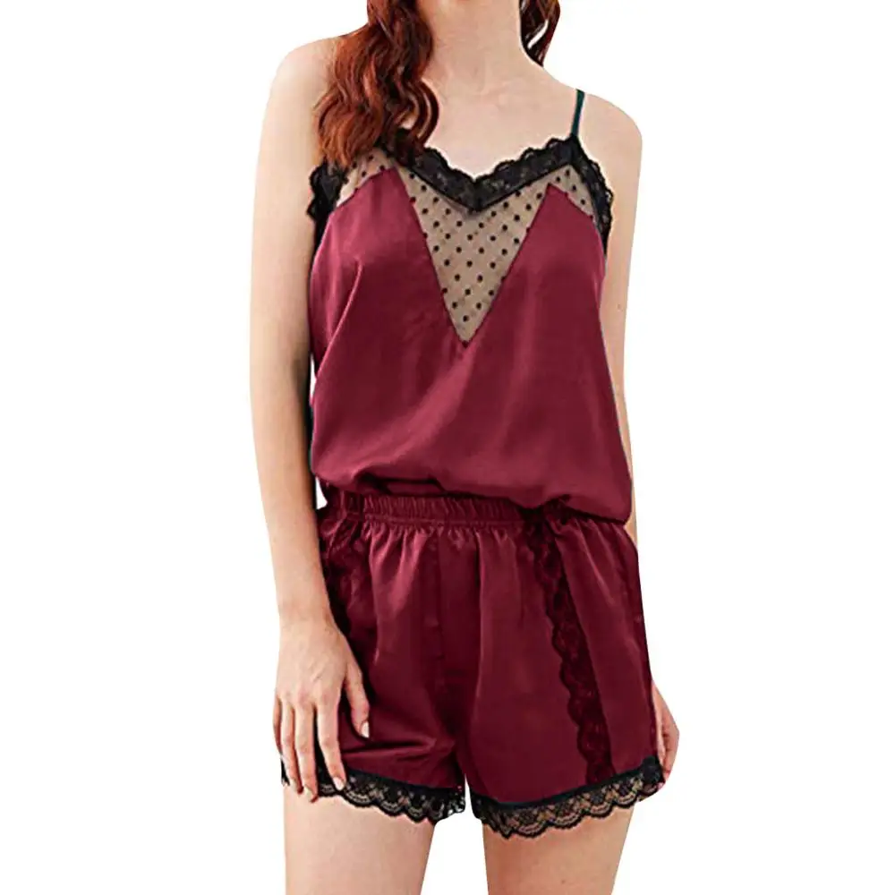 Summer Sexy Lace Satin Pajama Sets for Women Sleepwear Sleeveless Strap Nightwear Lace Trim Satin Cami Top Pajama Sets #7
Summer Sexy Lace Satin Pajama Sets for Women Sleepwear Sleeveless Strap Nightwear Lace Trim Satin Cami Top Pajama Sets #7