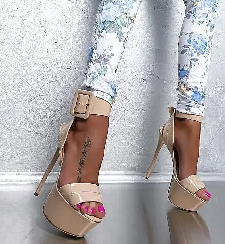 Hot Selling Beige Color Ankle Buckle 16cm Platform Women Sandals Cut-out Thin Heel Formal Party Dress shoes woman Size 34-42 
Hot Selling Beige Color Ankle Buckle 16cm Platform Women Sandals Cut-out Thin Heel Formal Party Dress shoes woman Size 34-42