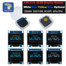 4pin 7pin couleur blanche et bleue 0.96 pouces 128X64 jaune bleu OLED Module d'affichage pour Arduino 0.96 "IIC I2C SPI communiquer(China)