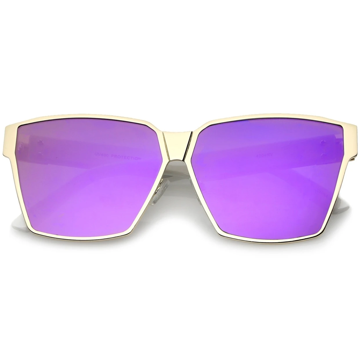 Oversize Metal Accent Horn Rimmed Colored Mirror Flat Lens Square Sunglasses 63mm (4)