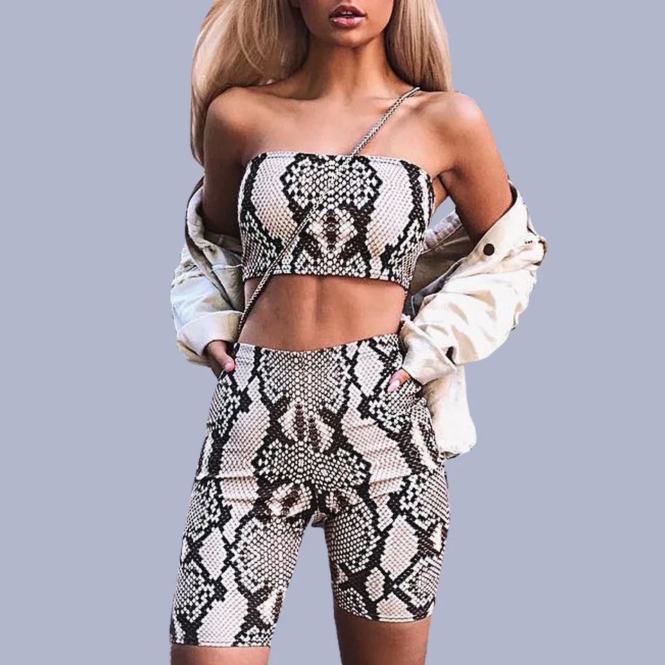 Snake Skin Pants Women Clothes 2 Piece Tights Set Ensemble Ete 2019 Femme Off Shoulder Set Casual Two Piece Crop Top Shorts Set
Snake Skin Pants Women Clothes 2 Piece Tights Set Ensemble Ete 2019 Femme Off Shoulder Set Casual Two Piece Crop Top Shorts Set