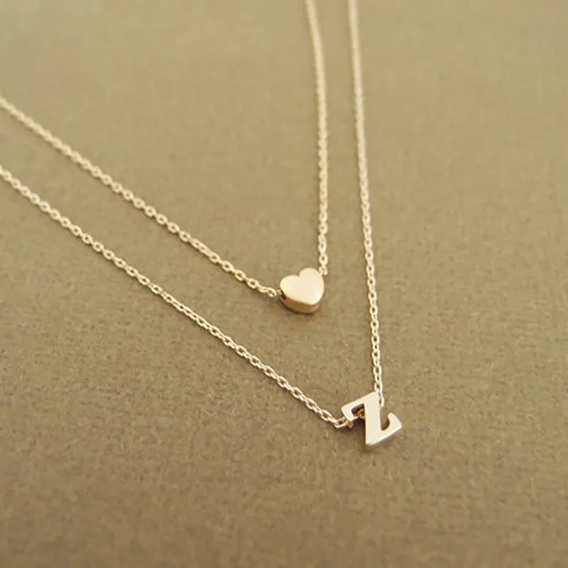 Gold Color Fashion Heart Initial Double layer Necklace Initial Dainty Necklace 26 Letter Name Jewelry girlfriend gift collares
Gold Color Fashion Heart Initial Double layer Necklace Initial Dainty Necklace 26 Letter Name Jewelry girlfriend gift collares