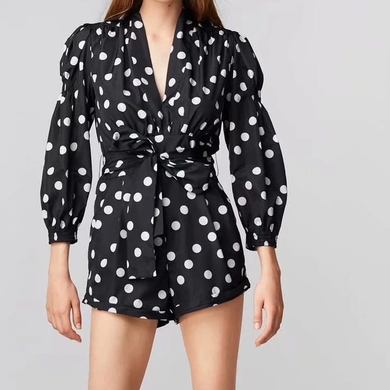 RR Dot Printed V Neck Jumpsuits Women Fashion Tie Blet Waist Jumpsuits Women Mid Calf Sleeve Jumpsuits Female Ladies FQ03
RR Dot Printed V Neck Jumpsuits Women Fashion Tie Blet Waist Jumpsuits Women Mid Calf Sleeve Jumpsuits Female Ladies FQ03
