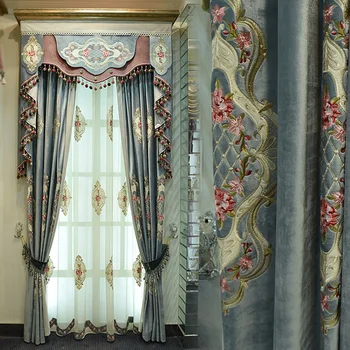 Custom curtain Luxury European style living room curtains French Embroidered cloth curtain blackout curtains tulle valance E723
Custom curtain Luxury European style living room curtains French Embroidered cloth curtain blackout curtains tulle valance E723