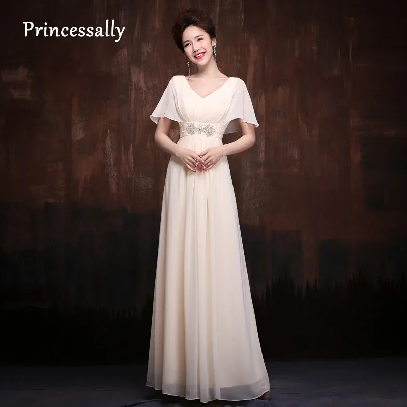 Chiffon Long Bridesmaid Dresses Champagne Empire V neck Crystal Elegant Vestido De Madrinha De Casamento Prom Party Gown Pregant
Chiffon Long Bridesmaid Dresses Champagne Empire V neck Crystal Elegant Vestido De Madrinha De Casamento Prom Party Gown Pregant