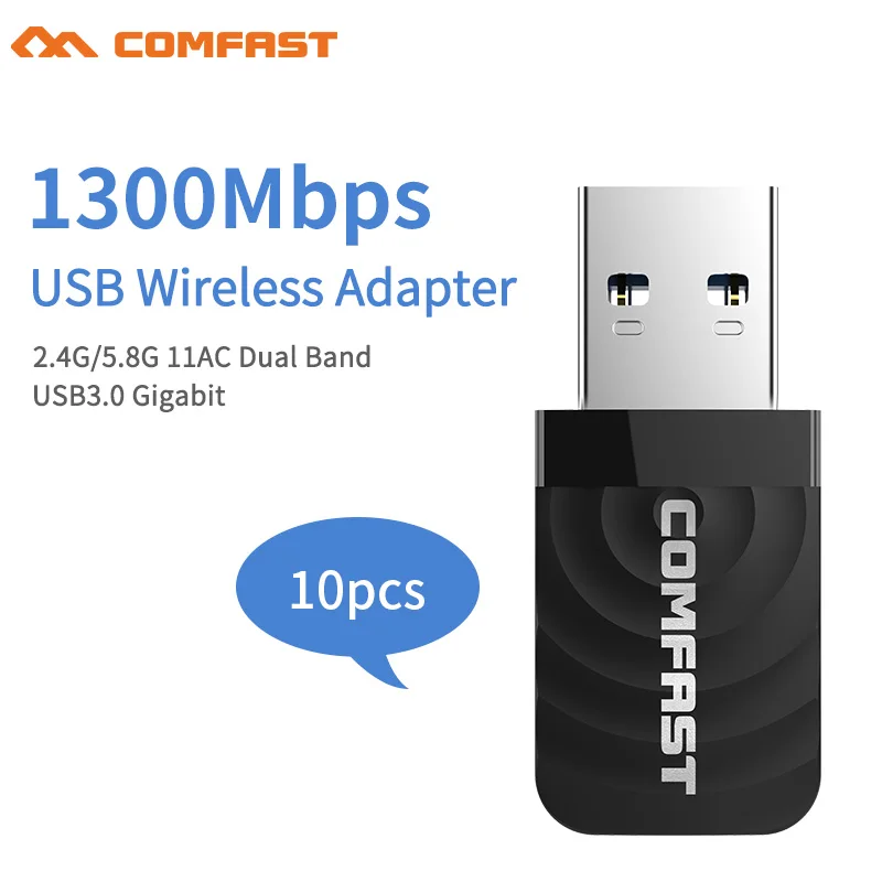10pcs Comfast 1300M 802.11AC laptop Dual Band 2.4Ghz + 5Ghz High Speed USB 3.0 Wireless/WiFi AC gigabit Adapter Dongle Adaptor | Компьютеры
