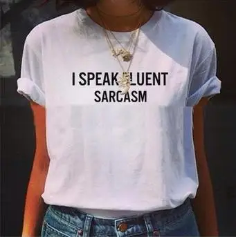 I speak fluent sarcasm Letters Women Tshirt Latest Shirt Funny Casual Cotton For Big Size Top Tees Camiseta Drop Ship BZ463-111
I speak fluent sarcasm Letters Women Tshirt Latest Shirt Funny Casual Cotton For Big Size Top Tees Camiseta Drop Ship BZ463-111