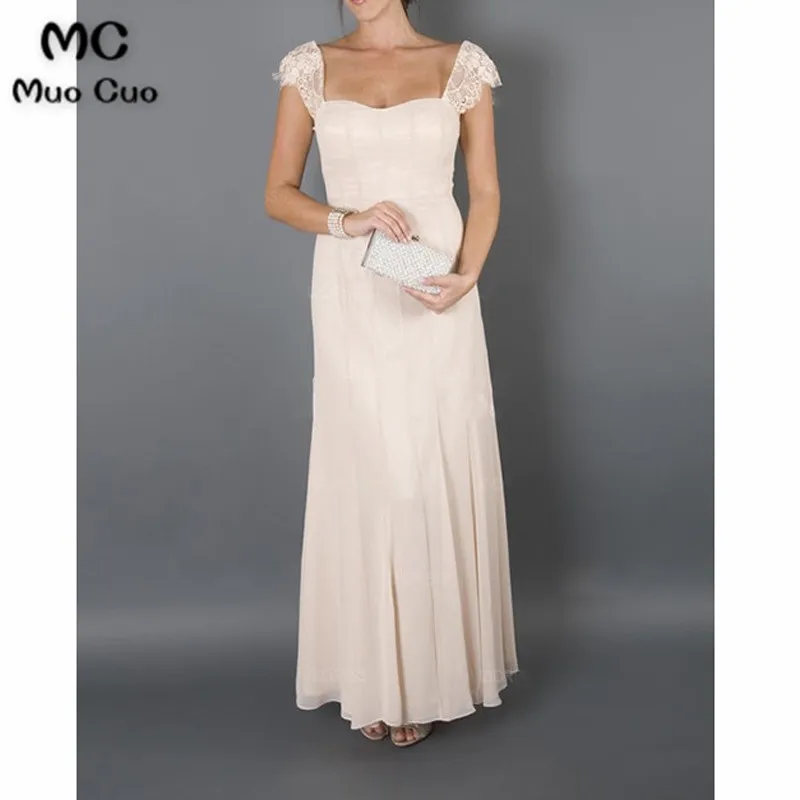 2017 Bridal Mother Dresses for Beach Wedding Long Cap Sleeves Wedding Guest Dresses Mother of the Groom Dresses with Lace Jacket5