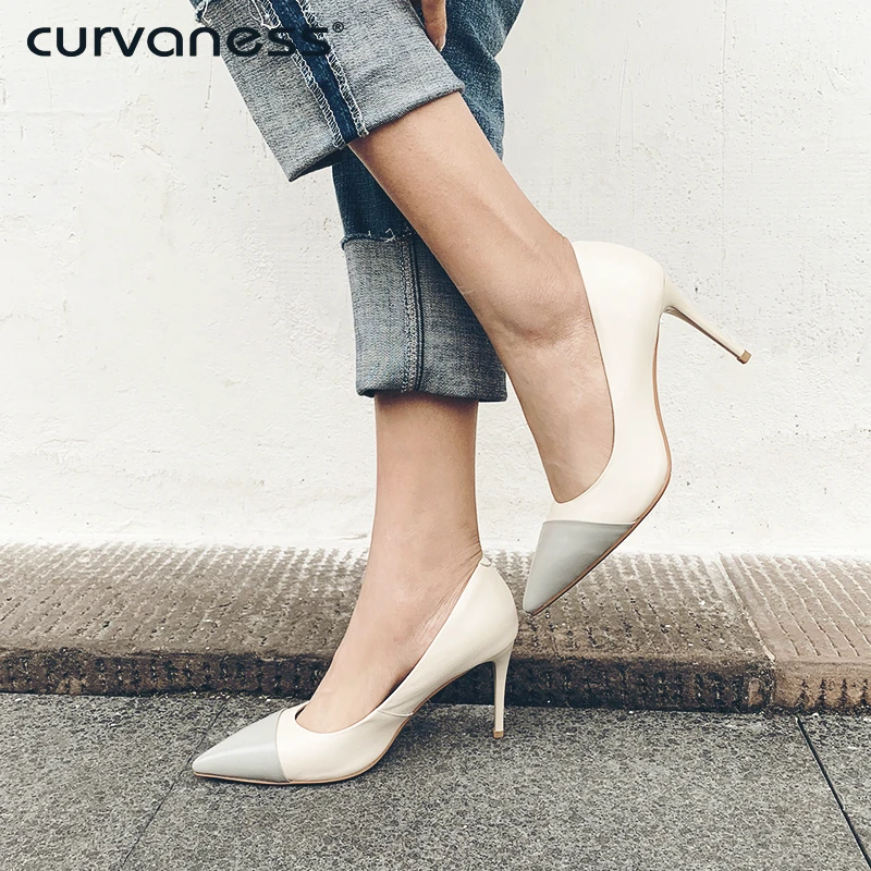 Curvaness Spring Leather Single Shoes Pointed Banquet High Heel Single Shoes Women Fashion Color Matching Work Shoes Female
Curvaness Spring Leather Single Shoes Pointed Banquet High Heel Single Shoes Women Fashion Color Matching Work Shoes Female