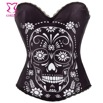 Black Cotton Floral And Skull Print Espartilhos E Corpetes Sexy Burlesque Costume Corset Overbust Bustier Women Corsetto Gotico
Black Cotton Floral And Skull Print Espartilhos E Corpetes Sexy Burlesque Costume Corset Overbust Bustier Women Corsetto Gotico