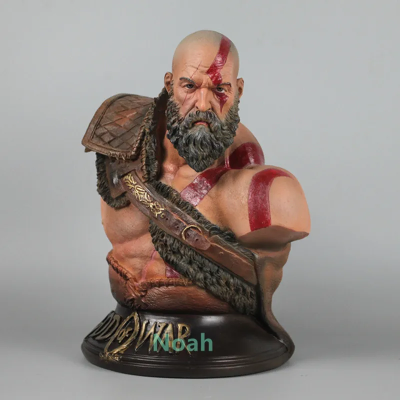 

GOD OF WAR 4 Kratos 1/3 Son Zeus Bust Statue Imitation Copper White Mold Pendulum Model Action Figures Model Toy BOX 27.6CM B214