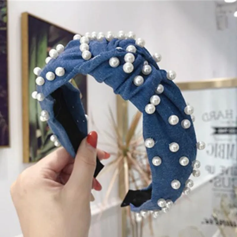 Blue Denim Pearls Headband for Women Hair Accessories Wide Top Knot Pearls Beading Hairband Head Band Adults Party Headband New
Blue Denim Pearls Headband for Women Hair Accessories Wide Top Knot Pearls Beading Hairband Head Band Adults Party Headband New