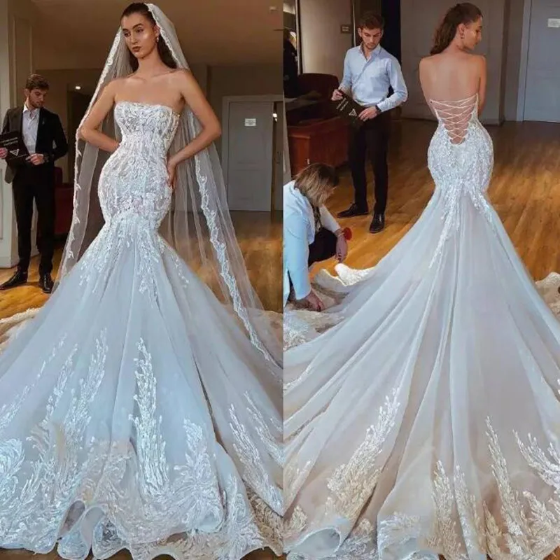 Vestido de noiva Sexy Strapless Lace Wedding Formal Dresses 2019 Open Back Applique Mermaid Robe de mariee Custom Bridal Gowns
Vestido de noiva Sexy Strapless Lace Wedding Formal Dresses 2019 Open Back Applique Mermaid Robe de mariee Custom Bridal Gowns