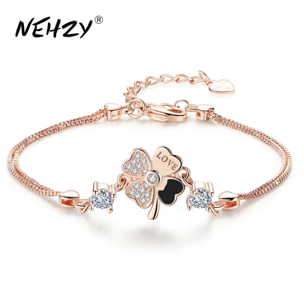 NEHZY New ladies fashion lucky four-leaf clover silver bracelet high quality crystal retro gold silver LOVE popular jewelry 
NEHZY New ladies fashion lucky four-leaf clover silver bracelet high quality crystal retro gold silver LOVE popular jewelry