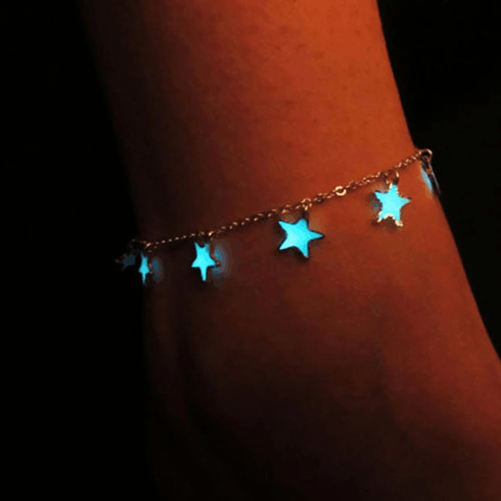EE_ EG_ Creative Glow In The Dark Luminous Bracelet Star Love Heart Flower Bangl