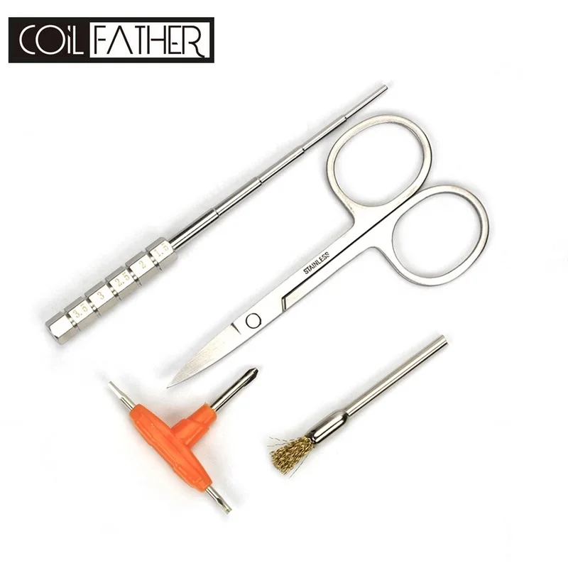 Coil Father 4pc/Set Brush coiling jig scissors T Style Screwdriver Vape Tool Kit For Vapor-Coil For Electronic Cigarette DIY
Coil Father 4pc/Set Brush coiling jig scissors T Style Screwdriver Vape Tool Kit For Vapor-Coil For Electronic Cigarette DIY