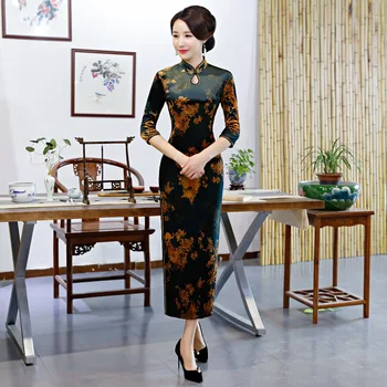 Autumn Winter Female Cheongsam Elegant Chinese Style Evening Dress Vintage Long Slim Lady Stage Show Qipao Big Size 3XL 4XL
Autumn Winter Female Cheongsam Elegant Chinese Style Evening Dress Vintage Long Slim Lady Stage Show Qipao Big Size 3XL 4XL