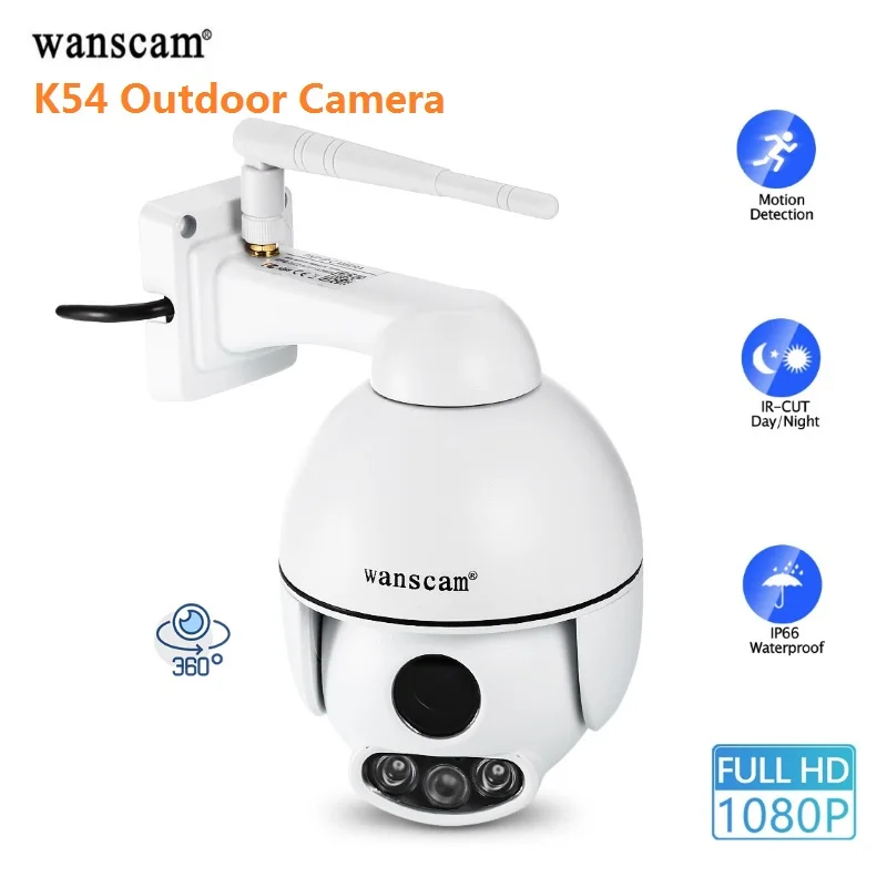 

Wanscam K54 1080P WiFi Wireless IP Camera IR Night Vision FHD Face Auto Tracking PTZ Pan Tilt 4X Zoom Two Way Audio CCTV Outdoor