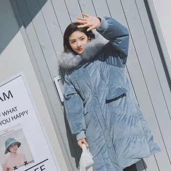 Solid color Cotton Coat Medium long section 2020 new winter Big fur collar Korean Loose Hooded Zipper Cotton Jacket Women XY045
Solid color Cotton Coat Medium long section 2020 new winter Big fur collar Korean Loose Hooded Zipper Cotton Jacket Women XY045