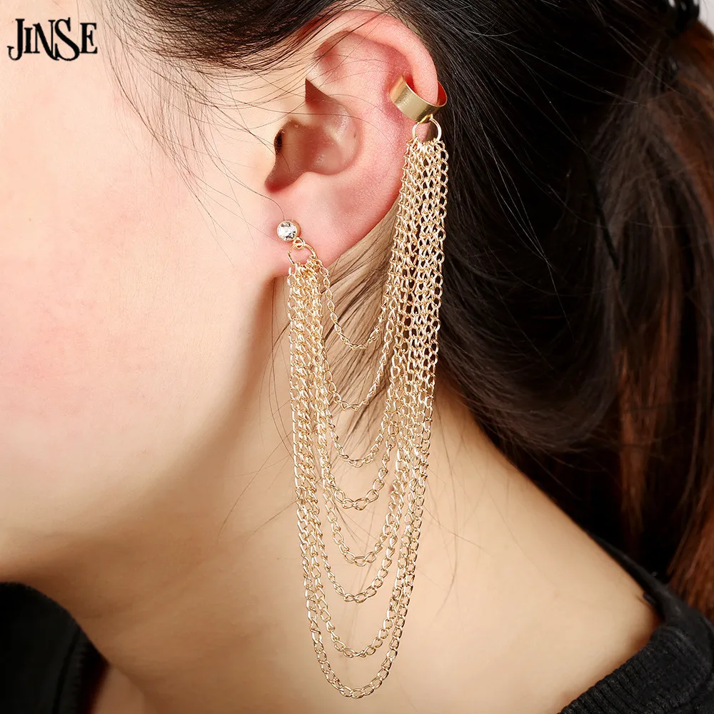 SGE009 Europe and America Punk Style Gold Sliver Plated Link Chain Single Morden Tassel Crystal Earring Clip
SGE009 Europe and America Punk Style Gold Sliver Plated Link Chain Single Morden Tassel Crystal Earring Clip