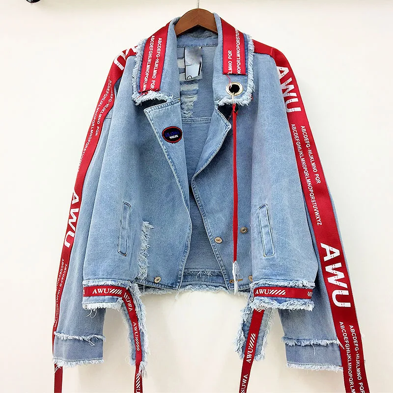 Denim jacket spring female Letter Print 2018 new Korean loose student BF style girl bandage short jacket clothes
Denim jacket spring female Letter Print 2018 new Korean loose student BF style girl bandage short jacket clothes