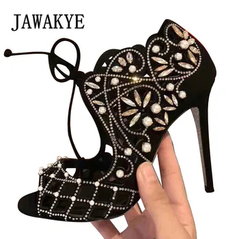 Black Cut Outs Crystal Sandals Boots Female Peep Toe Lace Up High Heels Chic Pealed Decor Party Shoes Women Stilettos Boots
Black Cut Outs Crystal Sandals Boots Female Peep Toe Lace Up High Heels Chic Pealed Decor Party Shoes Women Stilettos Boots