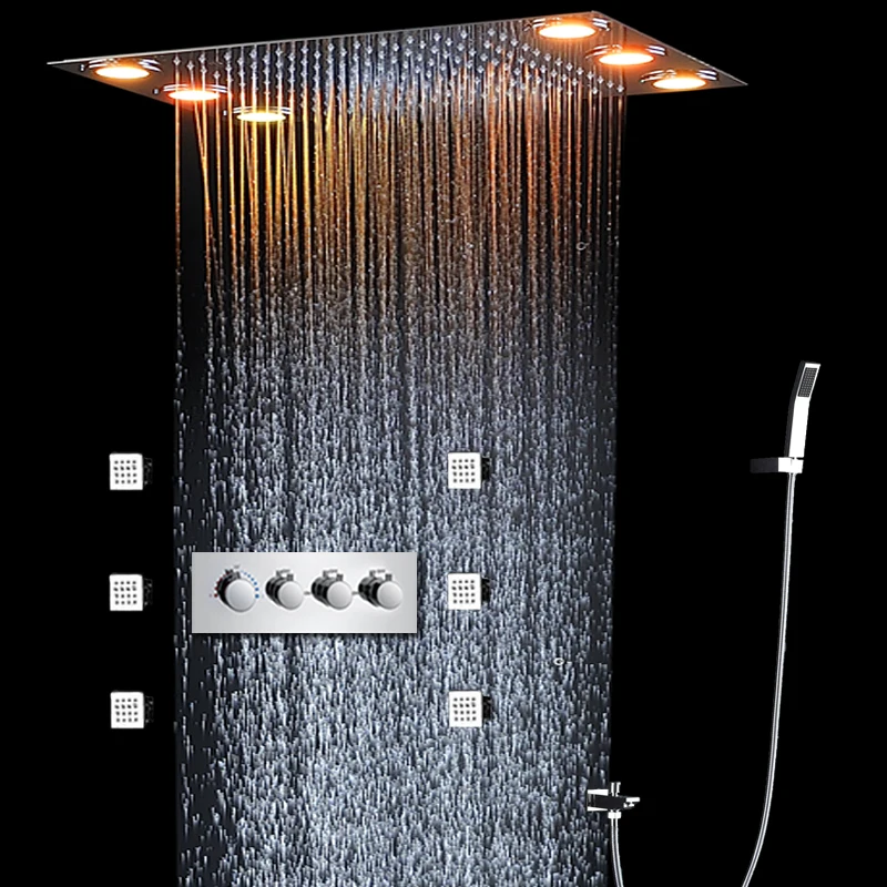 LED Shower System Concealed Ceiling Big Rain Bath Faucets Set 360 x 500mm High Flow Massage Body Jets Spray
LED Shower System Concealed Ceiling Big Rain Bath Faucets Set 360 x 500mm High Flow Massage Body Jets Spray