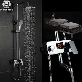 Chrome Digital Shower Faucet Single Handle Bath Shower Faucet System Anti Ironing Temperature Display Shower Mixer Swivel Spout
Chrome Digital Shower Faucet Single Handle Bath Shower Faucet System Anti Ironing Temperature Display Shower Mixer Swivel Spout