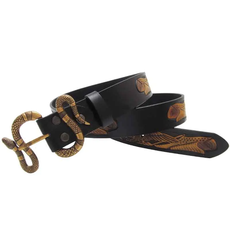 Western Leisure Man Eagle Tattoo Leather Belt Retro Style Snake Buckle Belt Man Strap
Western Leisure Man Eagle Tattoo Leather Belt Retro Style Snake Buckle Belt Man Strap
