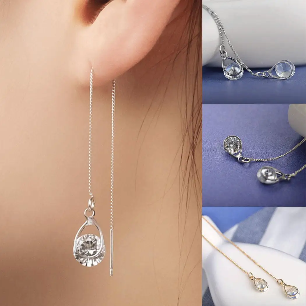 Ladies Fashion Zircon Water Drops Asymmetrical Earring Female Long Style Temperament Earrings For Womens
Ladies Fashion Zircon Water Drops Asymmetrical Earring Female Long Style Temperament Earrings For Womens