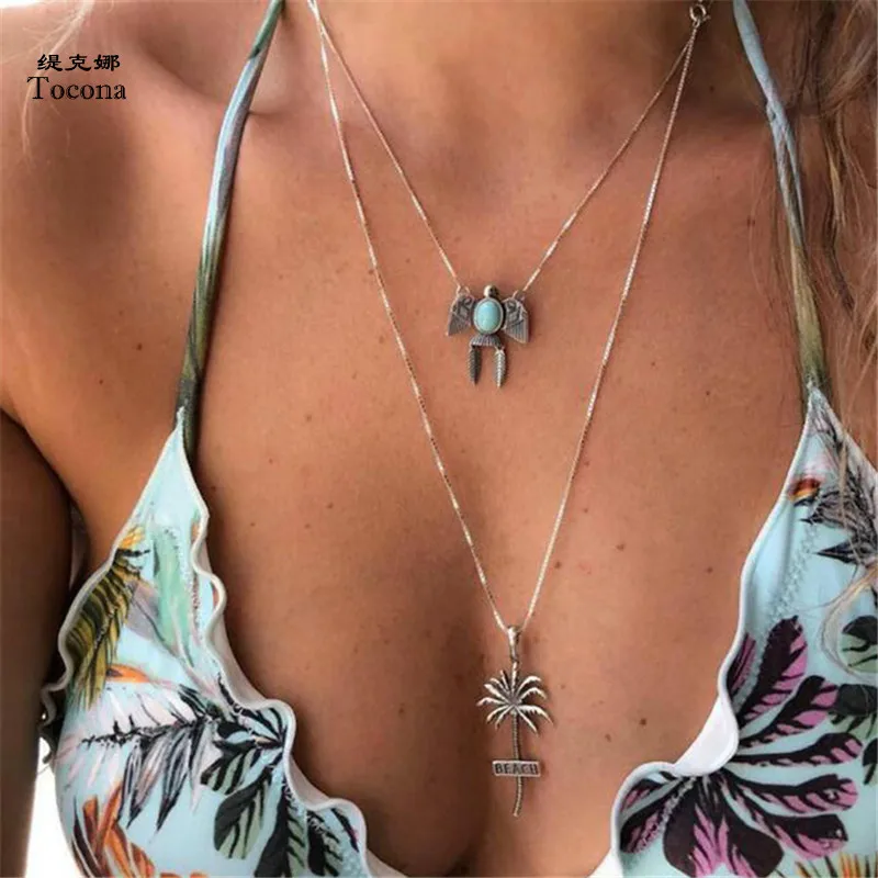Tocona Bohemian Honeybee Coco tree Pendant Chokers Necklaces Multi Layer Silver Alloy Necklace Collar for Women Jewelry 6435
Tocona Bohemian Honeybee Coco tree Pendant Chokers Necklaces Multi Layer Silver Alloy Necklace Collar for Women Jewelry 6435