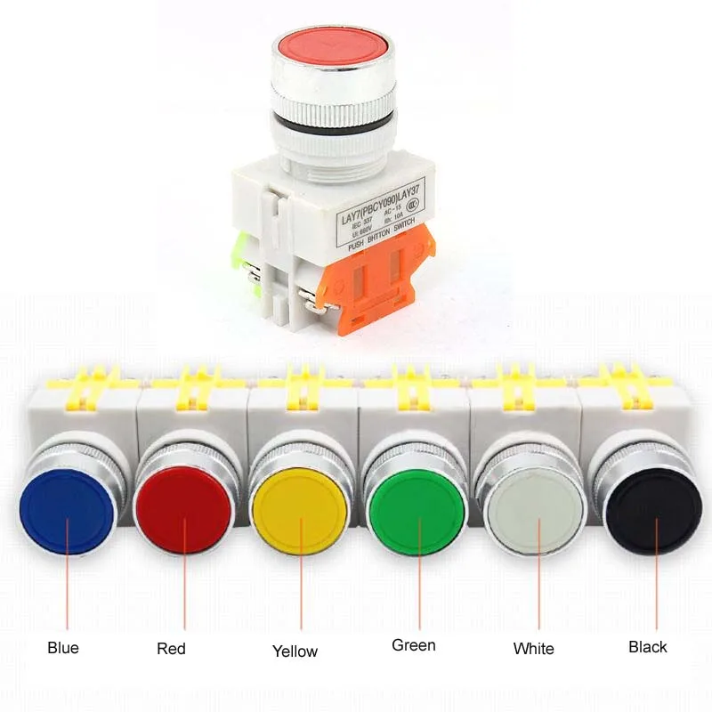 1pc Red Blue Black White Yellow Green Ui 600V 10A 1NO 1NC DPST 4 Pins Self Lock Push Button Switch LAY37 Y090-11BNZS 220V
1pc Red Blue Black White Yellow Green Ui 600V 10A 1NO 1NC DPST 4 Pins Self Lock Push Button Switch LAY37 Y090-11BNZS 220V