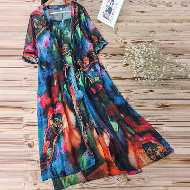 Summer Dress Women Vintage Casual Chiffon Boho Print Lace Two-piece 3/4 Sleeve Long Dress Fashion New Casual Loose Dress
Summer Dress Women Vintage Casual Chiffon Boho Print Lace Two-piece 3/4 Sleeve Long Dress Fashion New Casual Loose Dress