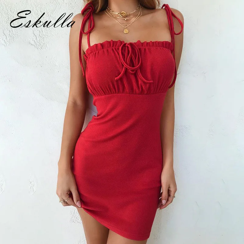 Eskulla Summer Women Stylish Solid Bow-tie Frilly Pencil Dress Sleeveless Lace slim Casual Dress Slash neck Party Dersses
Eskulla Summer Women Stylish Solid Bow-tie Frilly Pencil Dress Sleeveless Lace slim Casual Dress Slash neck Party Dersses